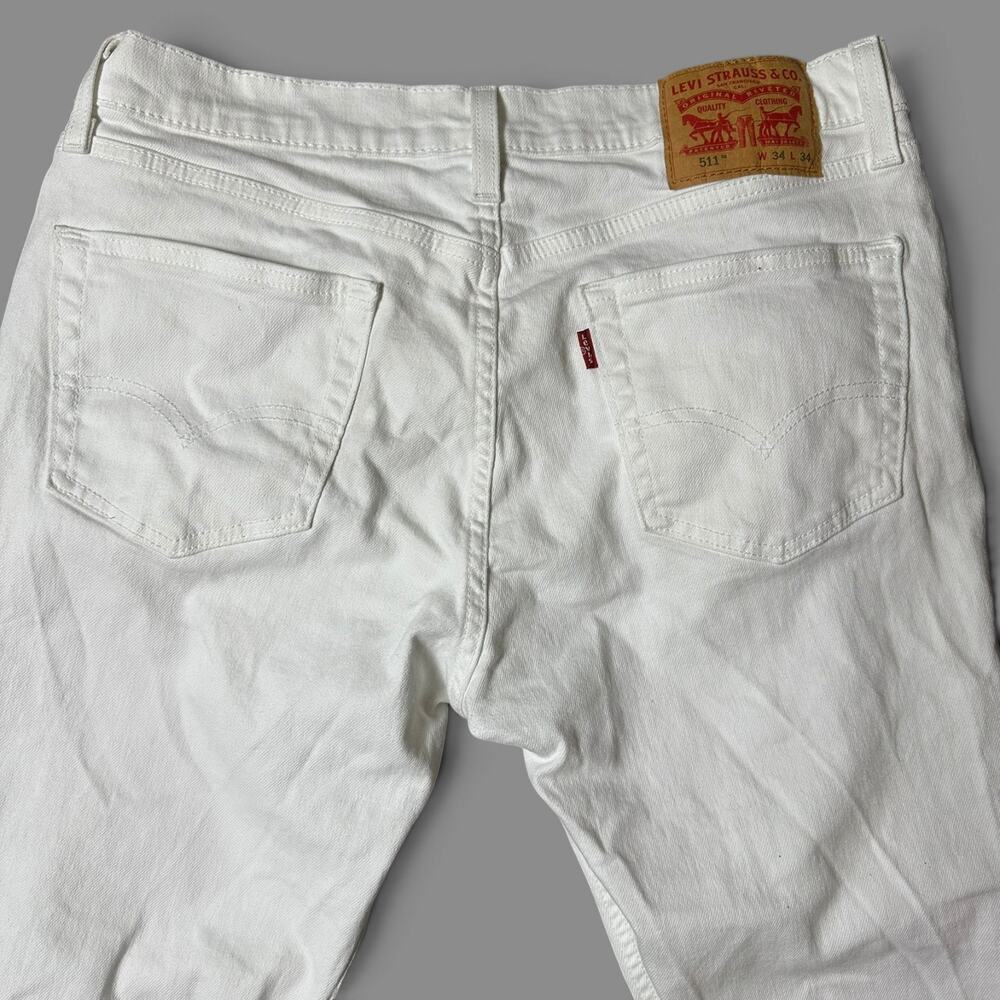 Levi's 511 Slim Jeans Mens Size 34x34 White Denim Straight Stretch NWT - Picture 3 of 7